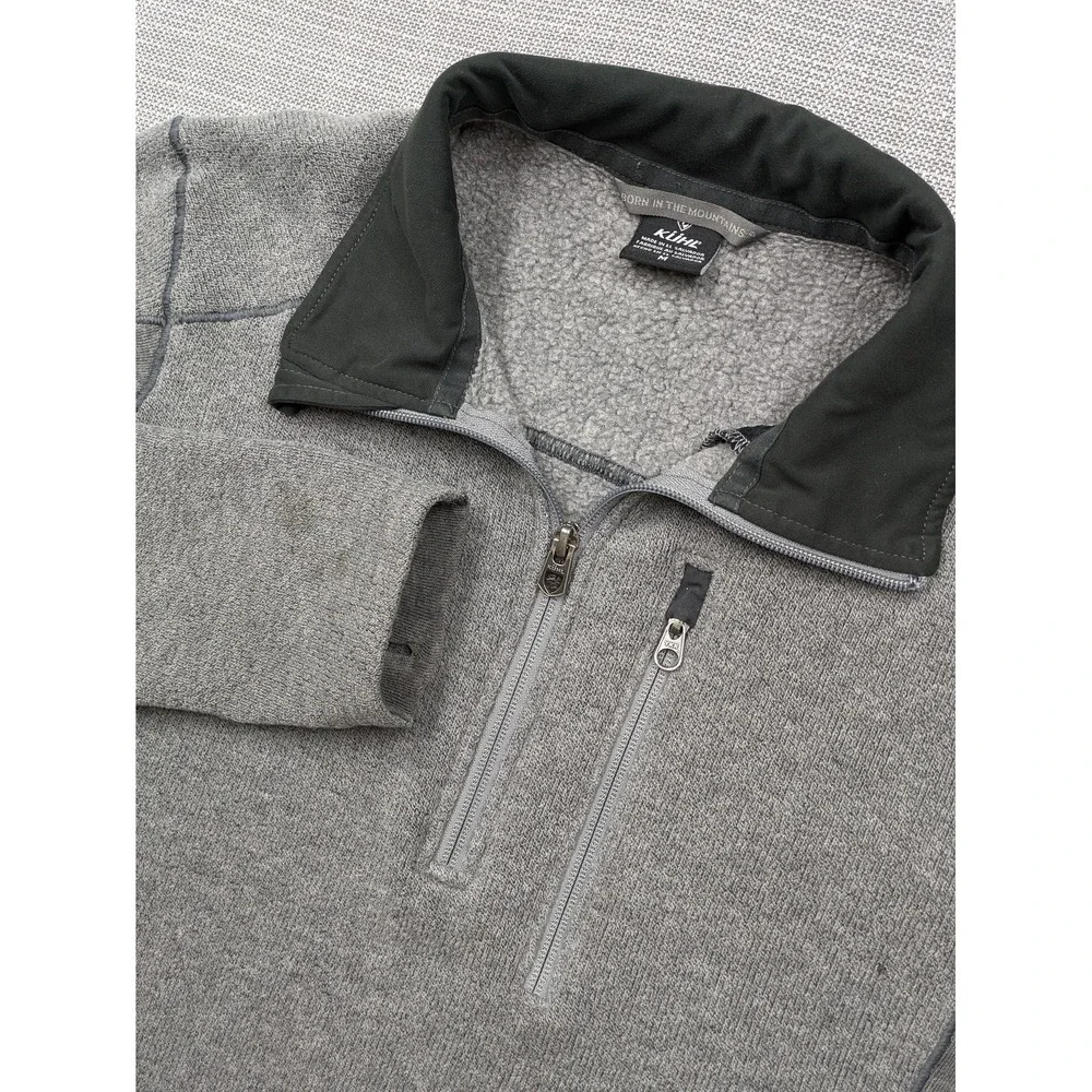 Kuhl Pullover Mens Medium Gray Fleece 1/4 Zip Hiking Thumbholes Pockets